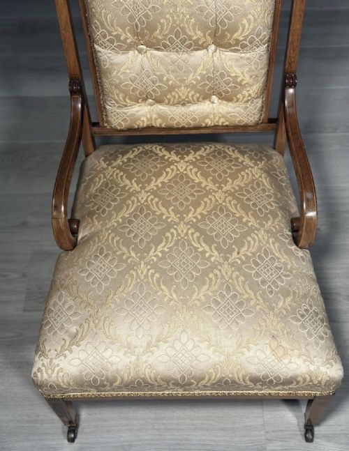 A PAIR OF HIS HERS INLAID ROSEWOOD ARMCHAIRS C1880 - ADDITIONAL PHOTO 7