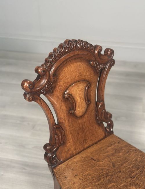 A PAIR OF OAK HALL CHAIRS C1860 - ADDITIONAL PHOTO 2