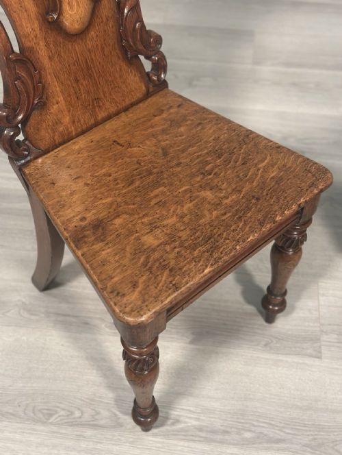 A PAIR OF OAK HALL CHAIRS C1860 - ADDITIONAL PHOTO 4