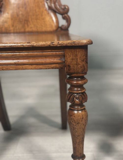 A PAIR OF OAK HALL CHAIRS C1860 - ADDITIONAL PHOTO 7