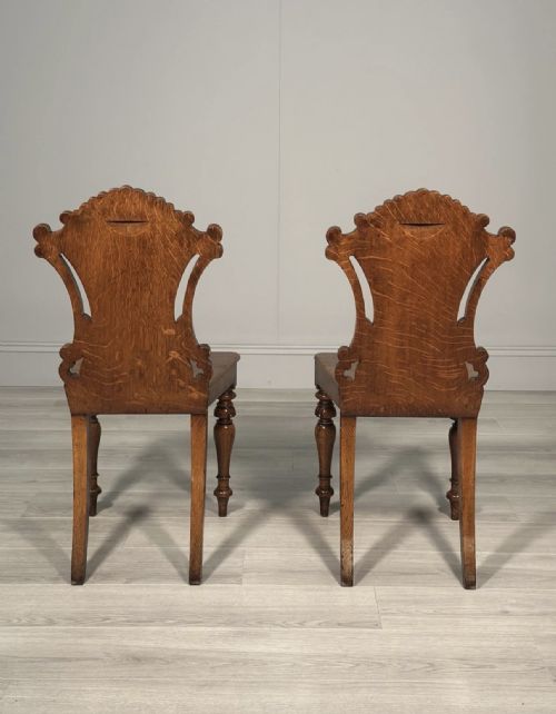 A PAIR OF OAK HALL CHAIRS C1860 - ADDITIONAL PHOTO 9