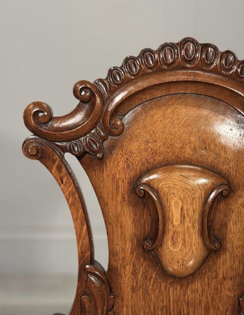 A PAIR OF OAK HALL CHAIRS C1860 - ADDITIONAL PHOTO 13