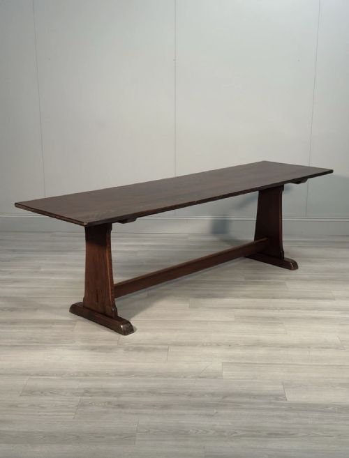 LARGE MILITARY ARTS CRAFTS OAK REFECTORY TABLE
