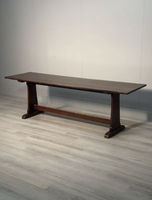 LARGE MILITARY ARTS CRAFTS OAK REFECTORY TABLE - ADDITIONAL PHOTO 1