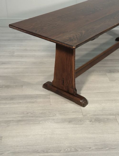 LARGE MILITARY ARTS CRAFTS OAK REFECTORY TABLE - ADDITIONAL PHOTO 2