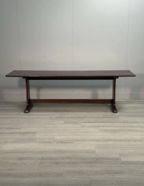 LARGE MILITARY ARTS CRAFTS OAK REFECTORY TABLE - ADDITIONAL PHOTO 4