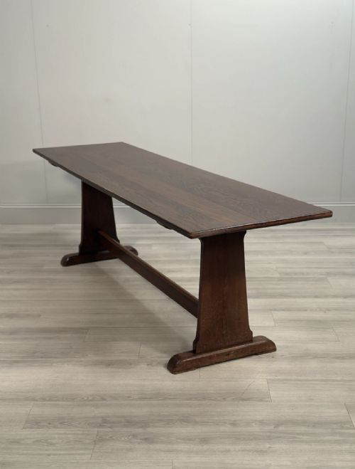 LARGE MILITARY ARTS CRAFTS OAK REFECTORY TABLE - ADDITIONAL PHOTO 6