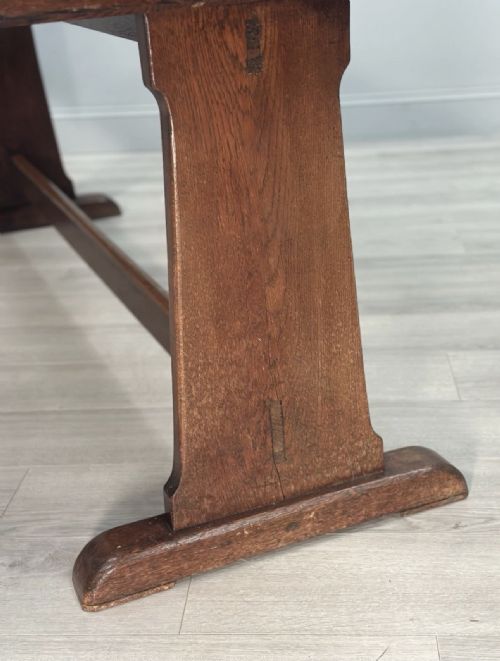 LARGE MILITARY ARTS CRAFTS OAK REFECTORY TABLE - ADDITIONAL PHOTO 7