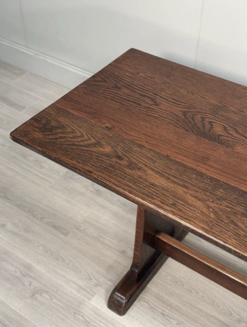 LARGE MILITARY ARTS CRAFTS OAK REFECTORY TABLE - ADDITIONAL PHOTO 8