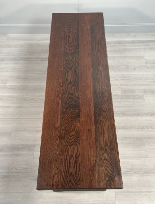 LARGE MILITARY ARTS CRAFTS OAK REFECTORY TABLE - ADDITIONAL PHOTO 11