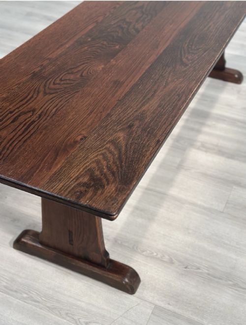 LARGE MILITARY ARTS CRAFTS OAK REFECTORY TABLE - ADDITIONAL PHOTO 12