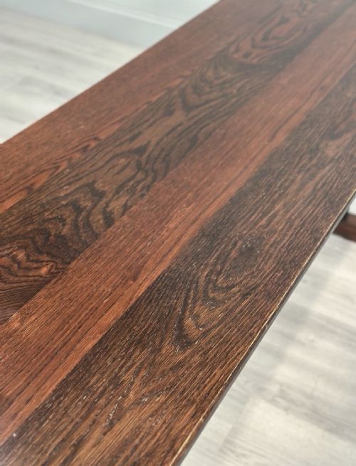 LARGE MILITARY ARTS CRAFTS OAK REFECTORY TABLE - ADDITIONAL PHOTO 13