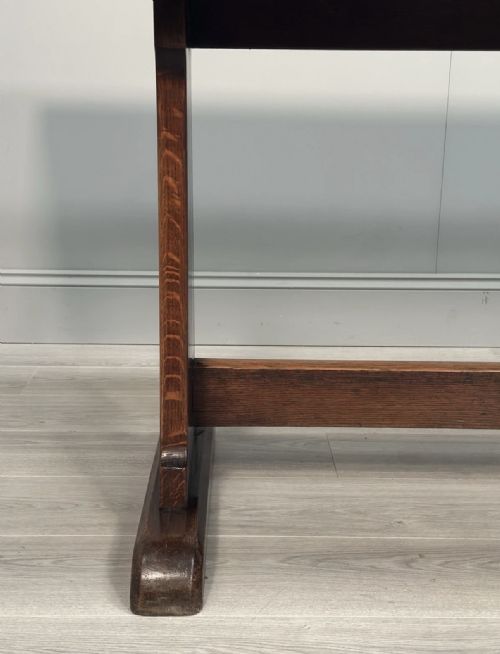 LARGE MILITARY ARTS CRAFTS OAK REFECTORY TABLE - ADDITIONAL PHOTO 16