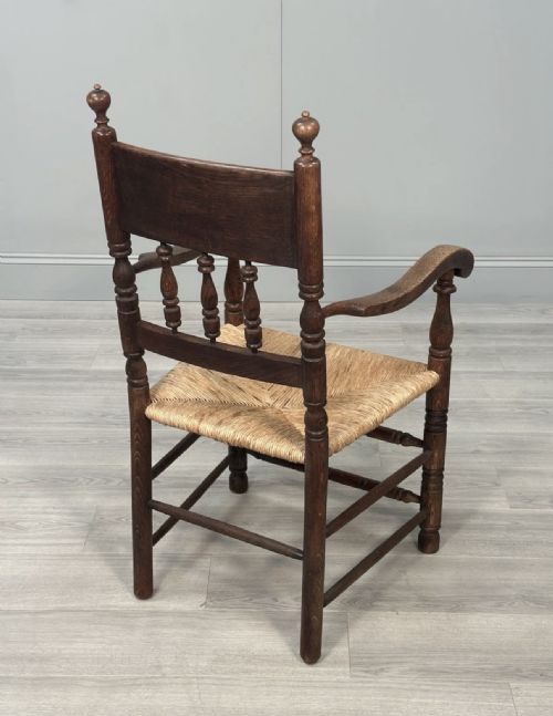 SET OF 6 ANTIQUE OAK RUSHED COUNTRY DINING CHAIRS - ADDITIONAL PHOTO 10