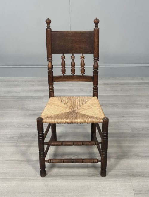 SET OF 6 ANTIQUE OAK RUSHED COUNTRY DINING CHAIRS - ADDITIONAL PHOTO 12