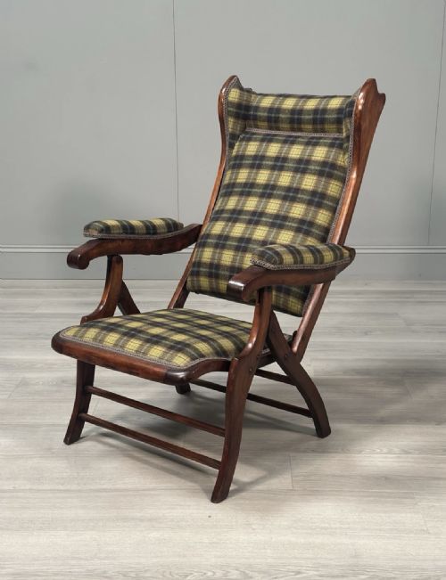 ANTIQUE FOLDING CAMPAIGN ARMCHAIR