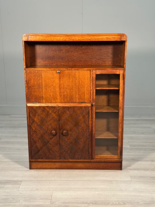Art Deco Oak Bureau Bookcase by E Gomme