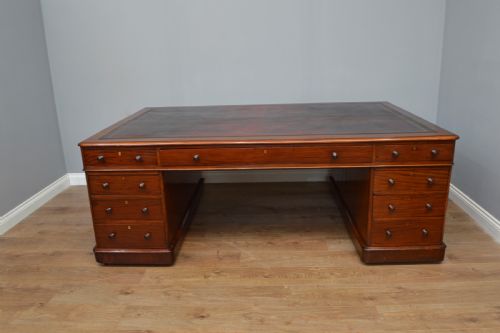Large  Victorian Mahogany Partners Desk  7ft X 52 Inches