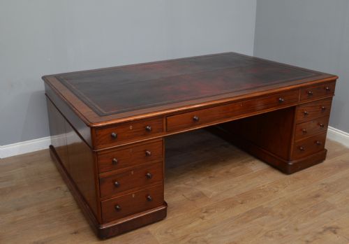 fig 1. large Victorian mahogany partners desk 7ft x 52 inches
