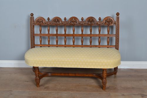Antique Carved Walnut Window Seat