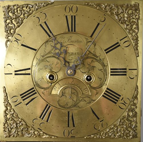 fig 2. 18th century oak grandfather clock E Burton Kendal 