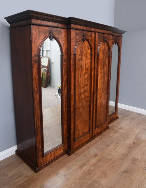 fig 1. Antique Victorian mahogany 4 door breakfront wardrobe