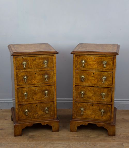Antique Pair of Walnut Bedside Chests of Drawers
