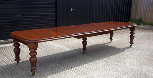Large Antique Victorian Five Leg Extending Mahogany Dining Table