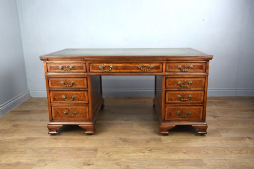 Victorian Burr Walnut Pedestal Desk