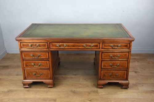 fig 1. Victorian burr walnut pedestal desk