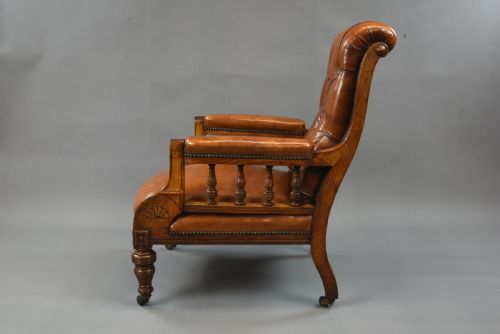 fig 1. Antique victorian leather library chair