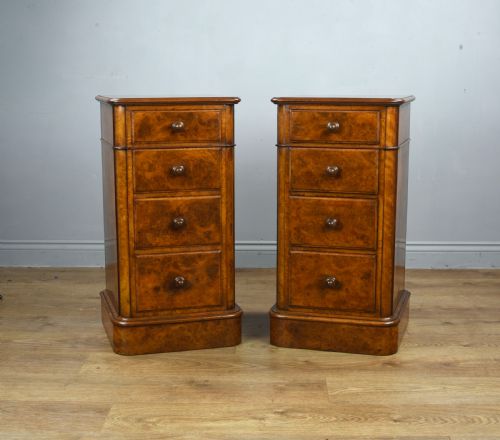 Pair of Victorian Walnut Bedside Chests of Drawers