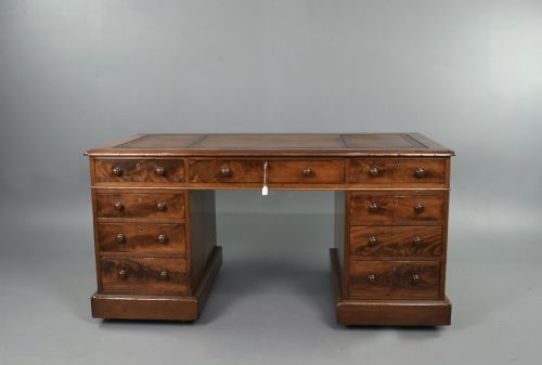 Large Victorian Mahogany Pedestal Desk