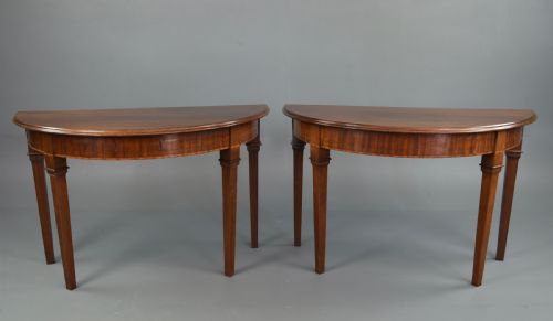 Pair of 19th Century Mahogany Demi Lune Console Tables