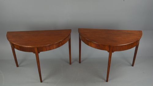 Pair of Georgian Mahogany Demi Lune Console Tables