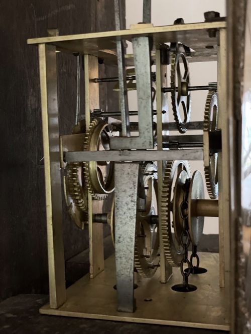 fig 3. 18th century oak grandfather clock Thos Thorp colchester circa 1740 