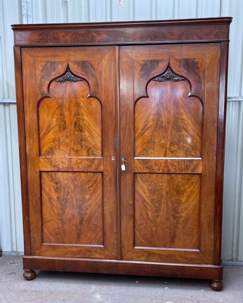 Large French Mahogany Armoire Wardrobe