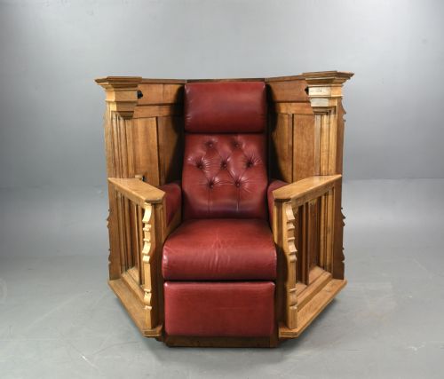 Rare Carved Oak Pulpit Reclining Chair