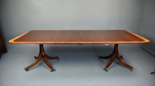 Regency Style Twin Pillar Mahogany Dining Table Seats 8/10