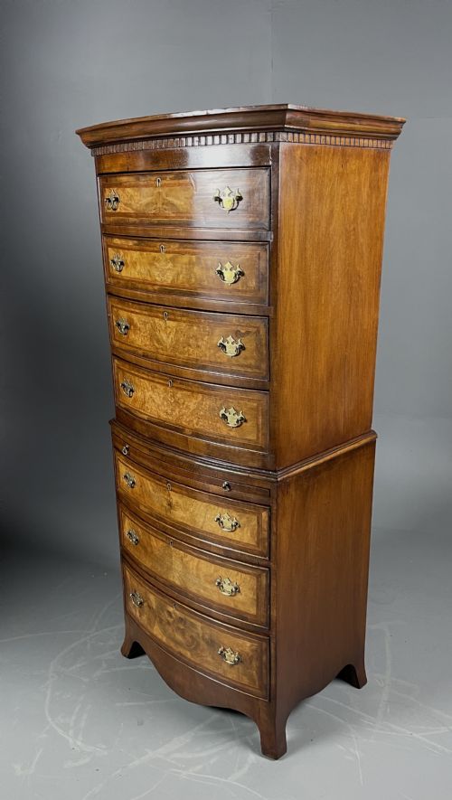 fig 1. walnut bow front chest on chest