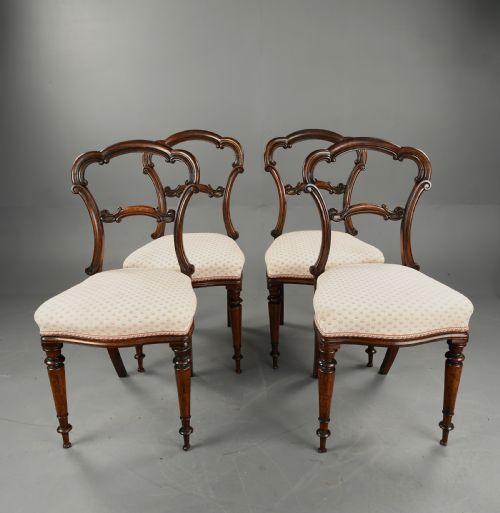 Set of Four Victorian Rosewood Dining Chairs