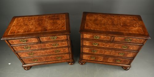 fig 1. Matched pair of walnut and oyster chests of drawers