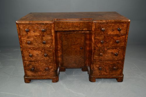 Victorian Bur Walnut Knee Hole Desk