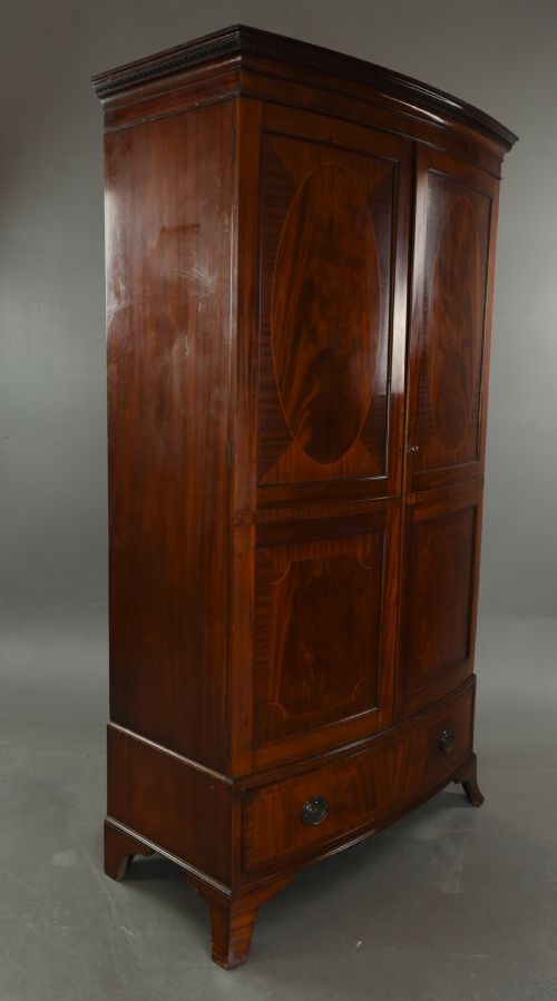 fig 1. mahogany bow front wardrobe