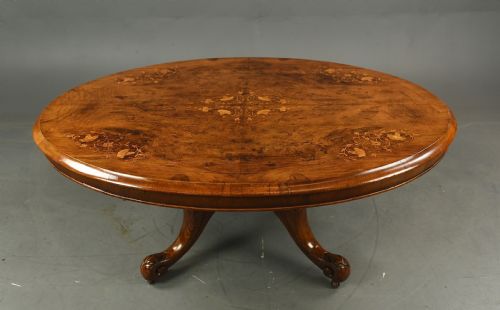 Victorian Burr Walnut Oval Coffee Table