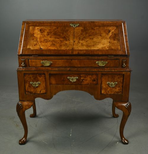 Small Georgian Burr Walnut Bureau