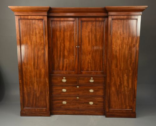 Large Georgian Mahogany Breakfront Wardrobe
