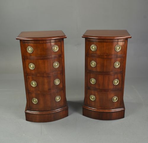 Pair of Victorian Mahogany Bow Front Bedside Chests of Drawers