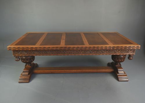 Large Carved Oak Refectory Table