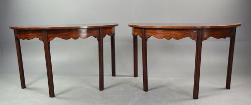 Pair of Georgian Mahogany Demi Lune  Console Tables